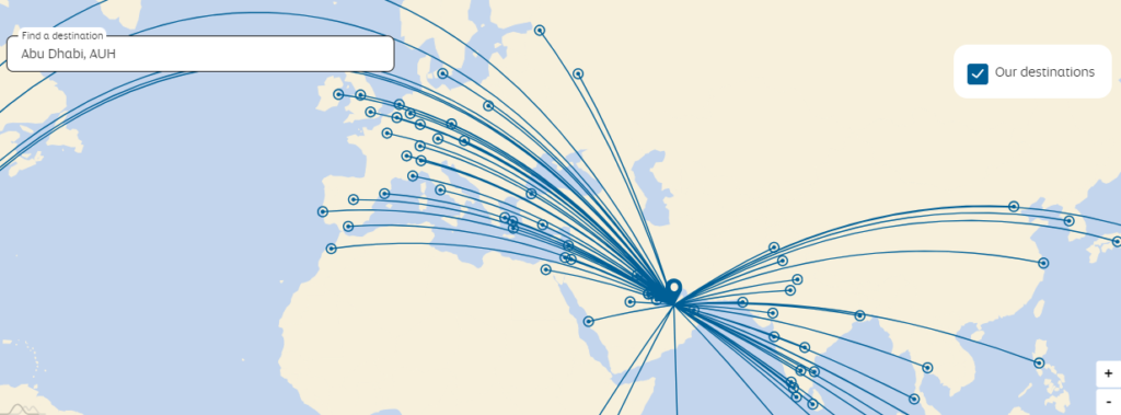 Etihad Airways Destinations they fly to